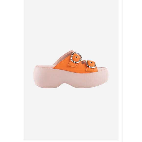 New Seychelles Wisteria Platform Sandals‎ in Orange/Pink Leather Size 10 - Picture 1 of 4